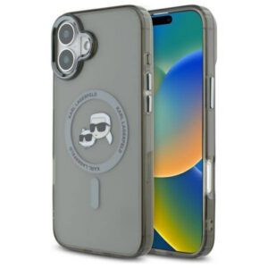 Karl Lagerfeld KLHMP16MHLSKCK iPhone 16 Plus 6.7" fekete keménytok IML fém Karl&Choupette fej