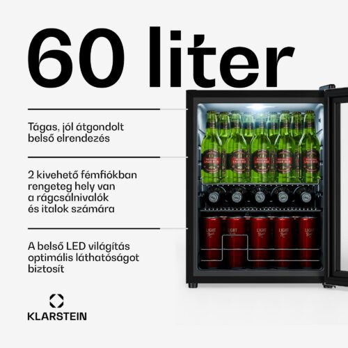Klarstein Beersafe italhűtő üvegajtóval | 64 x 48 cm | LED-es belső világítás - Image 2