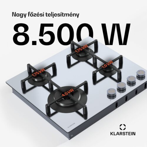 Klarstein Illuminosa 4 gáz főzőlap 4 égő Sabaf rozsdamentes acél égő - Image 2