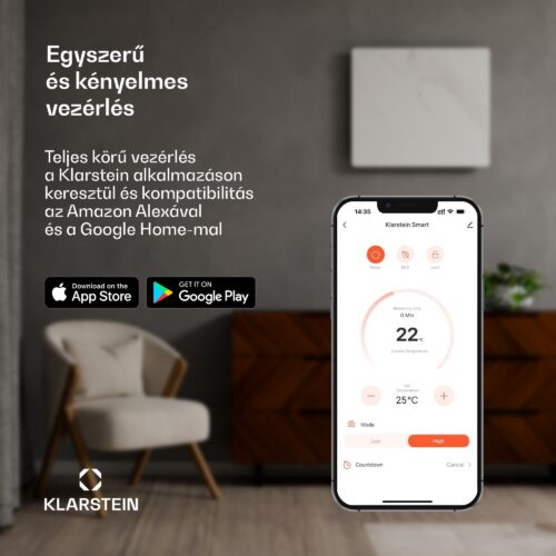 Klarstein MarmoHeat infravörös panel | 420 W | 6 - 12 m² | márvány design | 70 cm x 63 cm - Image 2