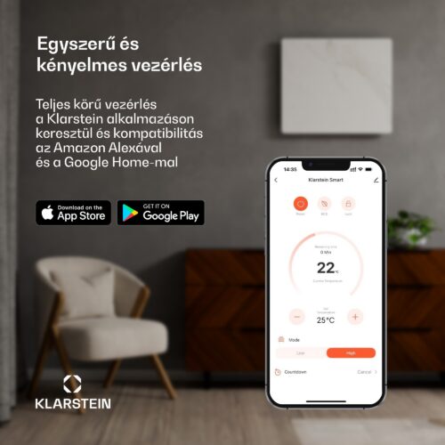 Klarstein Wondersky infravörös panel | 360 W | 4 - 8 m² | Minimalista kialakítás | 60 cm x 60 cm - Image 2
