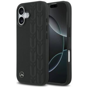 Mercedes Leather Laurel Leaves MagSafe tok iPhone 17 Fekete