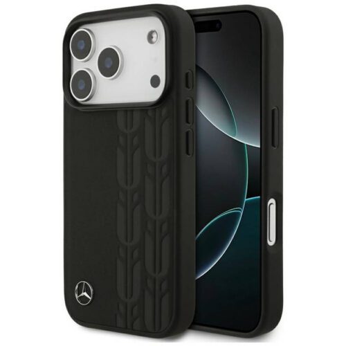 Mercedes Leather Laurel Leaves MagSafe tok iPhone 17 Pro Fekete