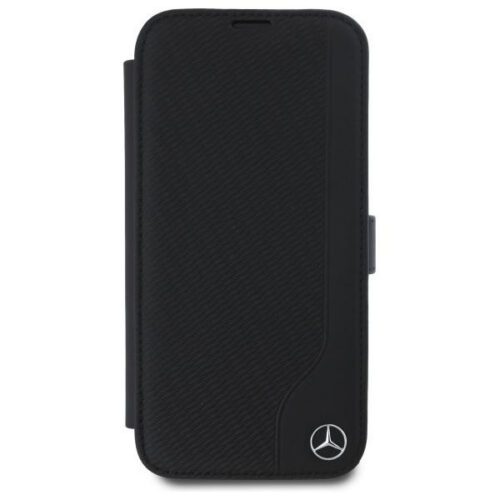 Mercedes MEBKP16S23RBGVK Leather Wood Imitation könyvtok iPhone 16 - fekete - Image 2
