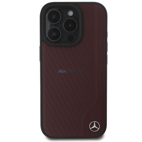 Mercedes MEHMP16L23RBGVR MB Wood Imitation Leather MagSafe keménytok iPhone 16 Pro - piros - Image 2