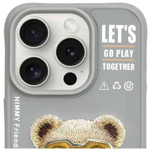 Nimmy Cool&Cute 2.0 Bear tok iPhone 15 Pro Max - szürke - Image 2