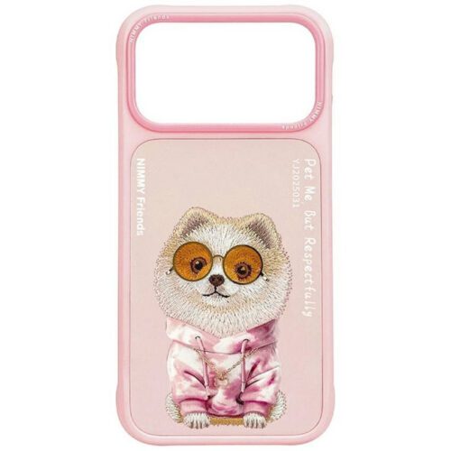 Nimmy szemüveg tok Cool Dog iPhone 17 Pro Max készülékhez rózsaszín