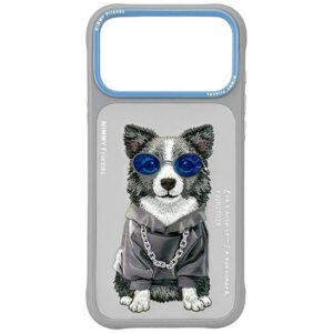 Nimmy szemüveg tok Cool Dog iPhone 17 Pro Max készülékhez szürke