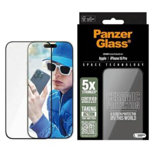 PanzerGlass Ceramic Screen Protector kerámiaüveg fekete szegéllyel felhelyezést segítő kerettel iPhone 16 Pro