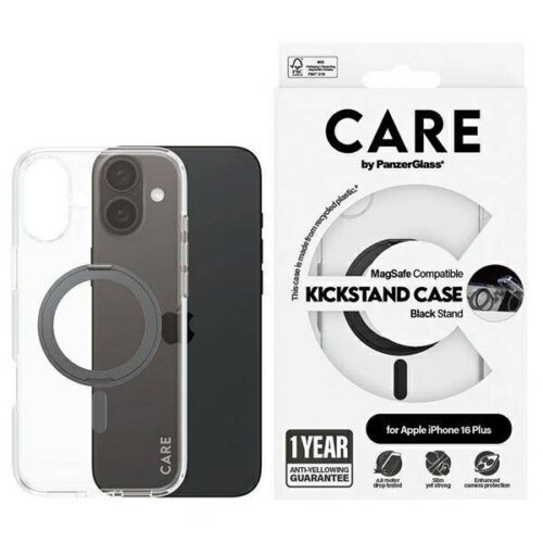 PanzerGlass Feature Kickstand MagSafe-kompatibilis tok iPhone 16 Plus - fekete-átlátszó