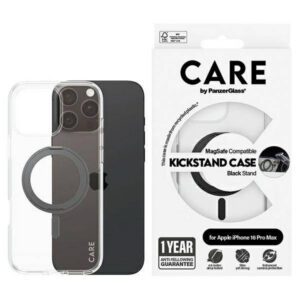 PanzerGlass Feature Kickstand MagSafe-kompatibilis tok iPhone 16 Pro Max - fekete-átlátszó