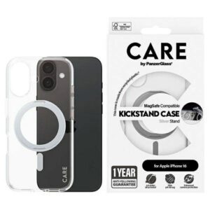 PanzerGlass Feature Kickstand MagSafe-kompatibilis tok iPhone 16 - ezüst színű