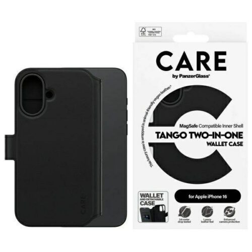 PanzerGlass Feature Tango MagSafe-kompatibilis könyvtok iPhone 16 - fekete
