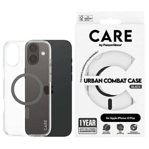 PanzerGlass Flagship MagSafe-kompatibilis tok iPhone 16 Plus - fekete-átlátszó
