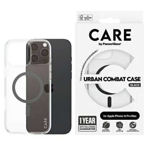 PanzerGlass Flagship MagSafe-kompatibilis tok iPhone 16 Pro Max - fekete-átlátszó