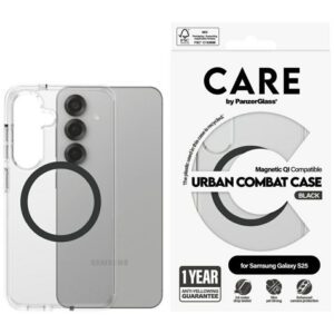 PanzerGlass Flagship Urban Combat Black QI MagSafe-kompatibilis tok Samsung Galaxy S25 - átlátszó