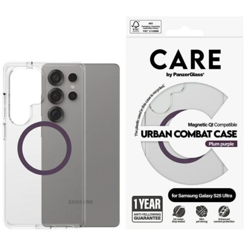 PanzerGlass Flagship Urban Combat Purple QI MagSafe-kompatibilis tok Samsung Galaxy S25 Ultra - átlátszó