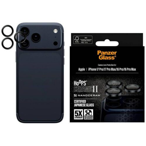 PanzerGlass Hoops Ceramic II kamera objektív üveg iPhone 17 Pro / 17 Pro Max / 16 Pro / 16 Pro Max készülékhez