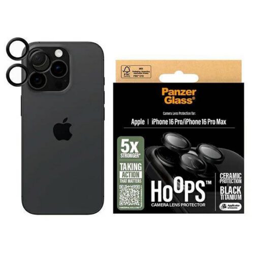 PanzerGlass Hoops Ceramic kamera lencse védő kerámiaüveg fekete szegéllyel iPhone 16 Pro/16 Pro Max