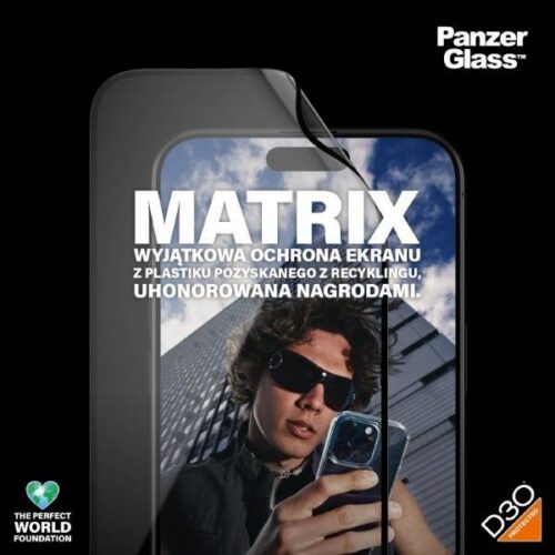 PanzerGlass Matrix D3O rPET hibrid üveg fekete szegéllyel felhelyezést segítő kerettel iPhone 15 Pro Max - Image 2