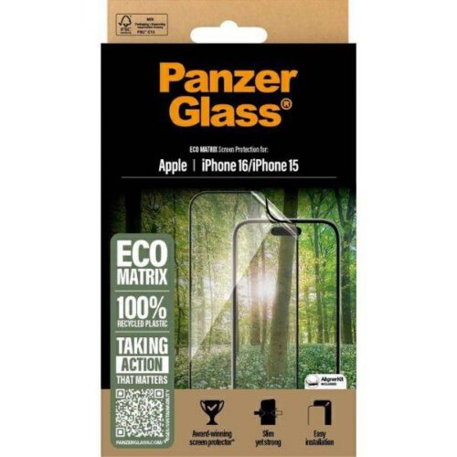 PanzerGlass Matrix újrahasznosított fólia fekete szegéllyel iPhone 16 - Image 2