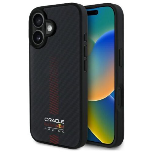 Red Bull RBHMP16M24CFGSMK Carbon Fiber Power Bar MagSafe-kompatibilis tok iPhone 16 Plus - fekete