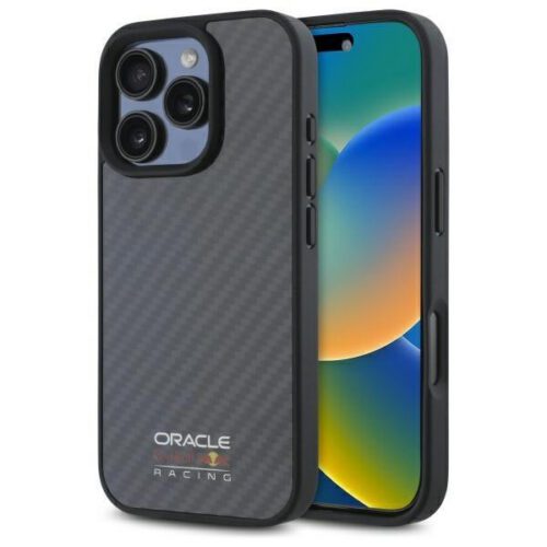 Red Bull RBHMP16X24CFILSK Carbon Fiber Shiny Logo MagSafe-kompatibilis tok iPhone 16 Pro Max - fekete