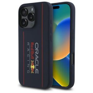 Red Bull RBHMP16X24SIOLRV Silicone Vertical Logo MagSafe-kompatibilis tok iPhone 16 Pro Max - sötétkék