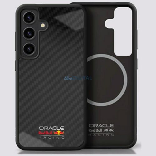 Red Bull RBHMS25S24CFILSK Real Carbon Fiber Shiny Logo MagSafe-kompatibilis tok Samsung Galaxy S25 - piros