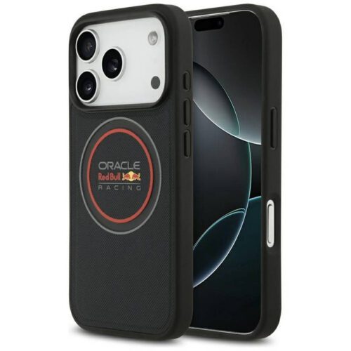 Red Bull hálós logó és piros gyűrű MagSafe tok iPhone 17 Pro tengerészkékhez