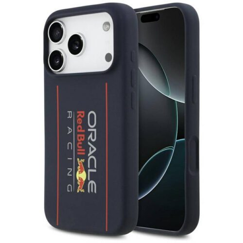Red Bull szilikon túlméretezett függőleges logós MagSafe tok iPhone 17 Pro-hoz Navy Blue