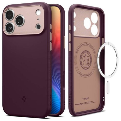 Spigen Nano Pop Mag Mag MagSafe tok iPhone 17 Pro készülékhez bordó színben