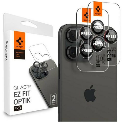 Spigen Optik.Tr Camera kamera lencse védő fólia fekete szegéllyel iPhone 14 Pro/14 Pro Max/15 Pro/15 Pro Max/16 Pro/16 Pro Max - 2 db