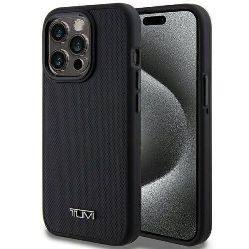 Tumi TUHMP15LRBAK Leather Ballistic Pattern MagSafe-kompatibilis tok iPhone 15 Pro - fekete
