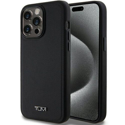 Tumi TUHMP15XRBAK Leather Ballistic Pattern MagSafe-kompatibilis tok iPhone 15 Pro Max - fekete