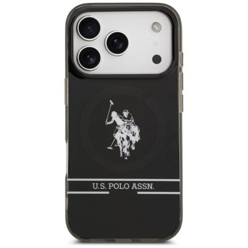 US Polo DH és alsó csíkos logó MagSafe tok iPhone 17 Pro Fekete - Image 2