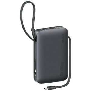 USAMS CD228 XR Series powerbank beépített Type-C és Lightning kábellel 10000mAh 20W - fekete