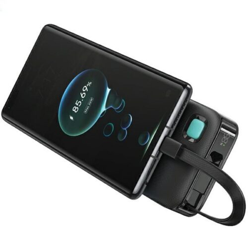 USAMS XY Series Powerbank visszahúzható USB-C kábel 10000 mAh PD 20W - lila - Image 2