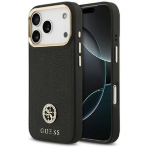 tok Guess Grained Strass Logo MagSafe tok iPhone 17 Pro fekete