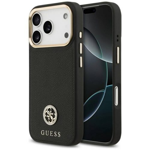 tok Guess Grained Strass Logo MagSafe tok iPhone 17 Pro fekete
