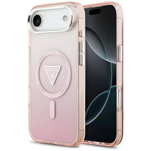 tok Guess IML Gradient Triangle Logo MagSafe iPhone Air rózsaszín tokhoz