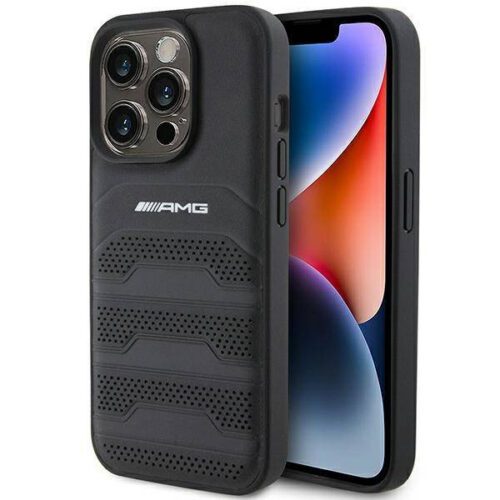 AMG AMHCP15LGSEBK iPhone 15 Pro 6.1" fekete bőr keménytok