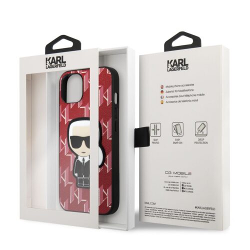 Apple iPhone 13 Mini KARL LAGERFELD KLHCP13SPMNIKPI Hátlap - Piros - Image 2