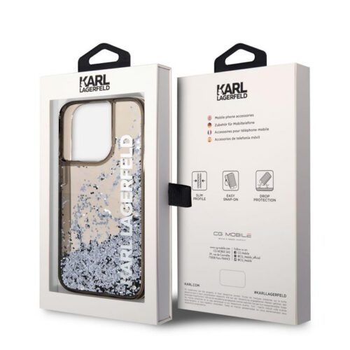 Apple iPhone 14 Pro Max KARL LAGERFELD KLHCP14XLCKVK Liquid Glitter TPU Hátlap - Fekete - Image 2