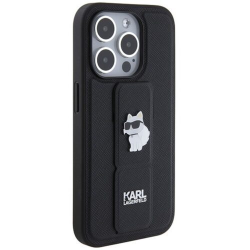 Eredeti előlap KARL LAGERFELD KLHCP14XGSACHPK iPhone 14 Pro Max (Gripstand Saffiano choupette PIN / fekete) tok - Image 2