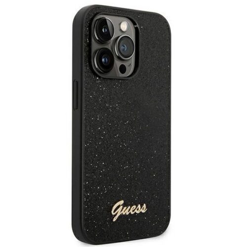 Eredeti tok GUESS GUHCP14LHGGSHK iPhone 14 PRO (Glitter Flakes Script Metal Logo / fekete) - Image 2