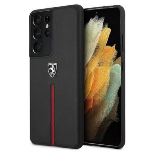 Ferrari FEOSIHCS21LBK S21 Ultra G998 fekete Off Track bőr Nylon csíkos keménytok