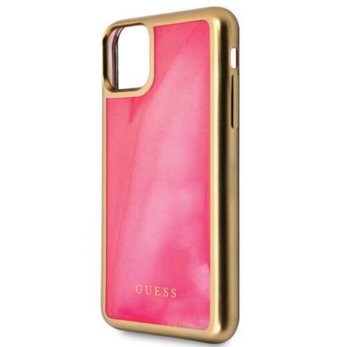 Guess GUHCN58GLTRPI iPhone 11 Pro rózsaszín foszforeszkáló Sand Matt keménytok - Image 2