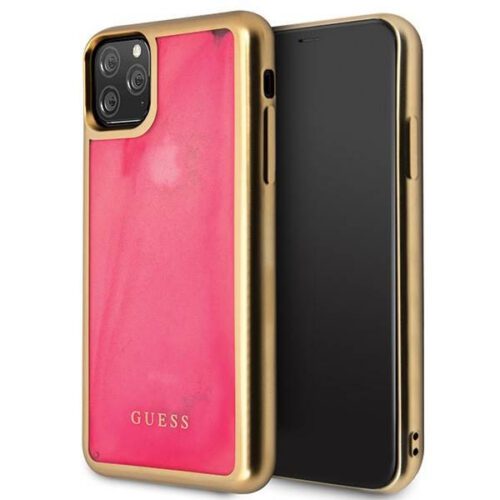 Guess GUHCN58GLTRPI iPhone 11 Pro rózsaszín foszforeszkáló Sand Matt keménytok