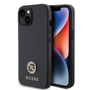 Guess GUHCP15MPS4DGPK iPhone 15 Plus 6.7" fekete keménytok strasszos fém logóval